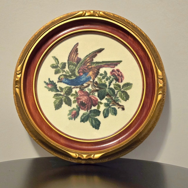 Framed Needlepoint Blue Bird