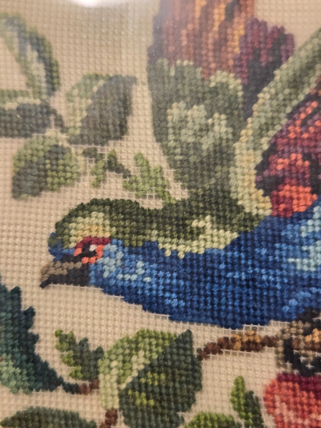 Framed Needlepoint Blue Bird - photo 3