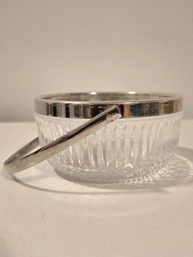 Crystal Candy Dish With Silver Trim and Handle - photo 4