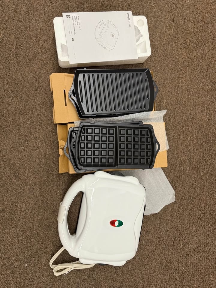 Waffle Maker 3-in-1 White: Waffle Iron, Sandwich Maker and Grill - photo 4