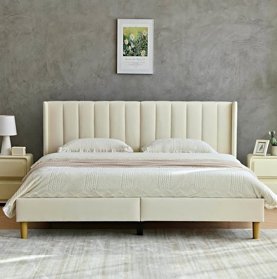 King size Cream color Bed Frame (brand new)