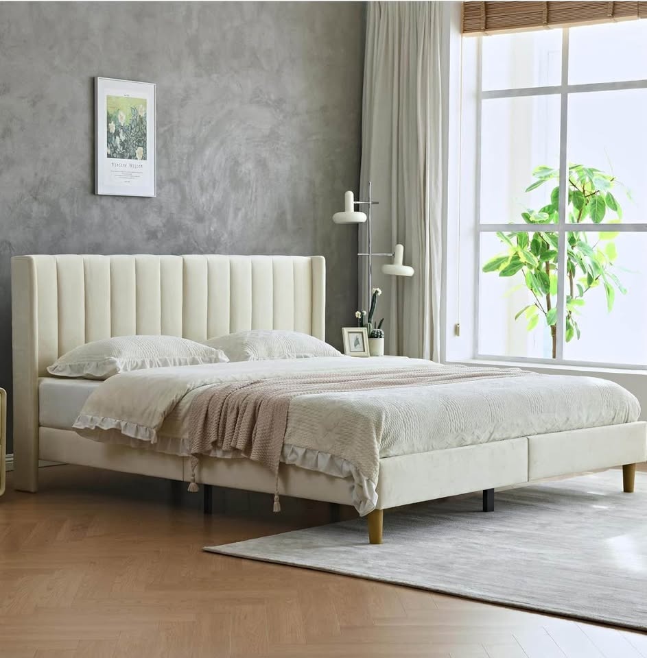 King size Cream color Bed Frame (brand new) - photo 2