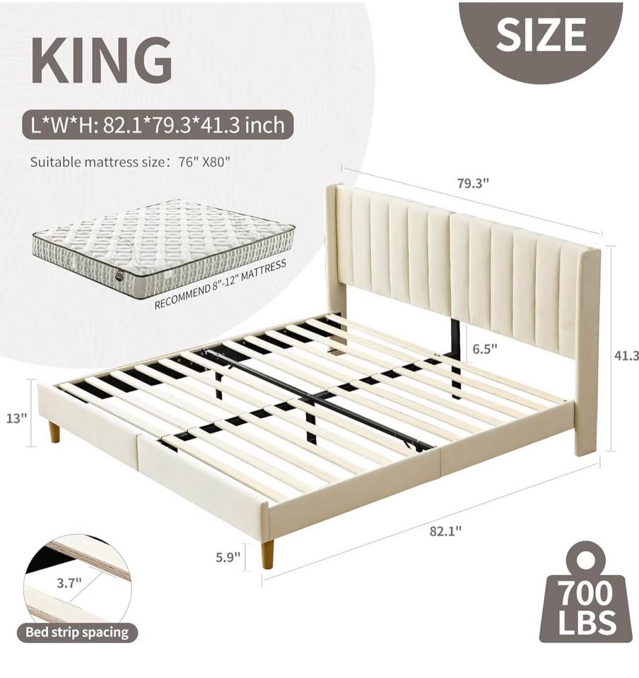 King size Cream color Bed Frame (brand new) - photo 3