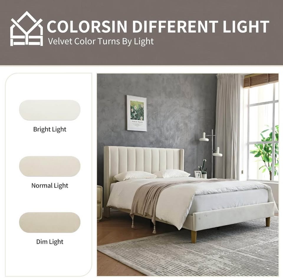 King size Cream color Bed Frame (brand new) - photo 4