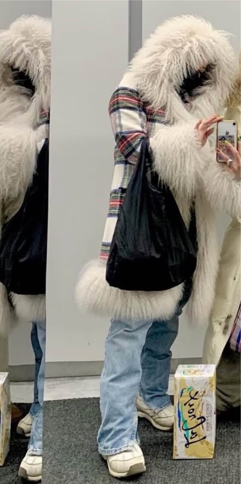 Charlotte Simone tartan Mongolian fur fashion coat - photo 3