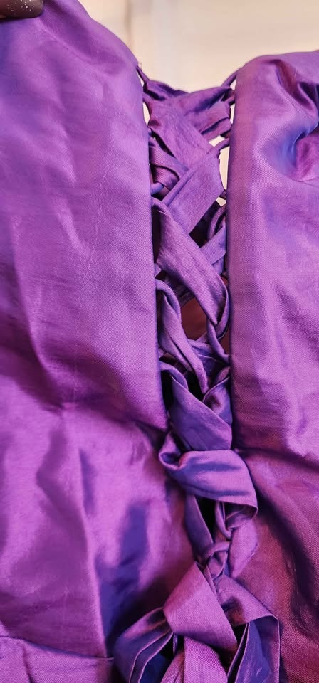 Purple strapless ruched prom dress - photo 3