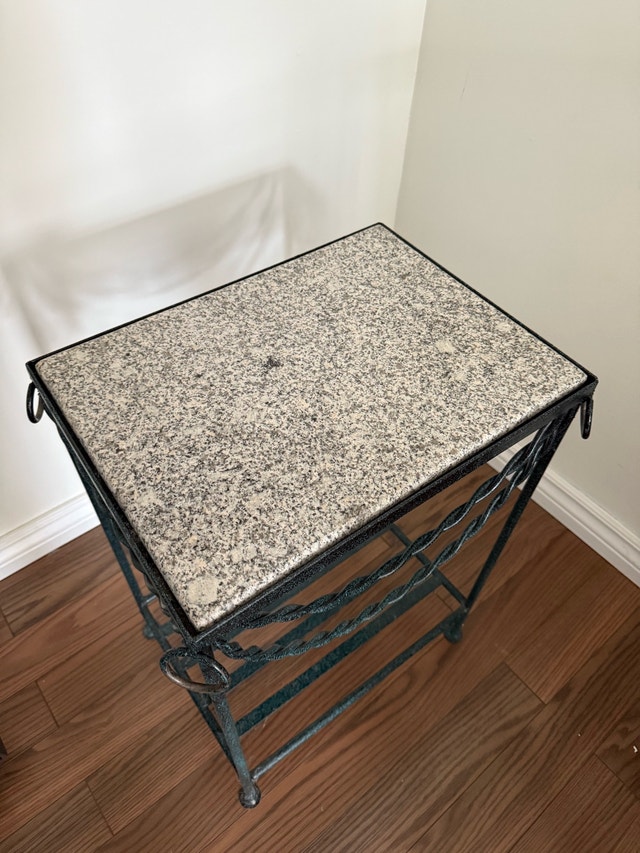 Wrought Iron and Granite Side Table - photo 2