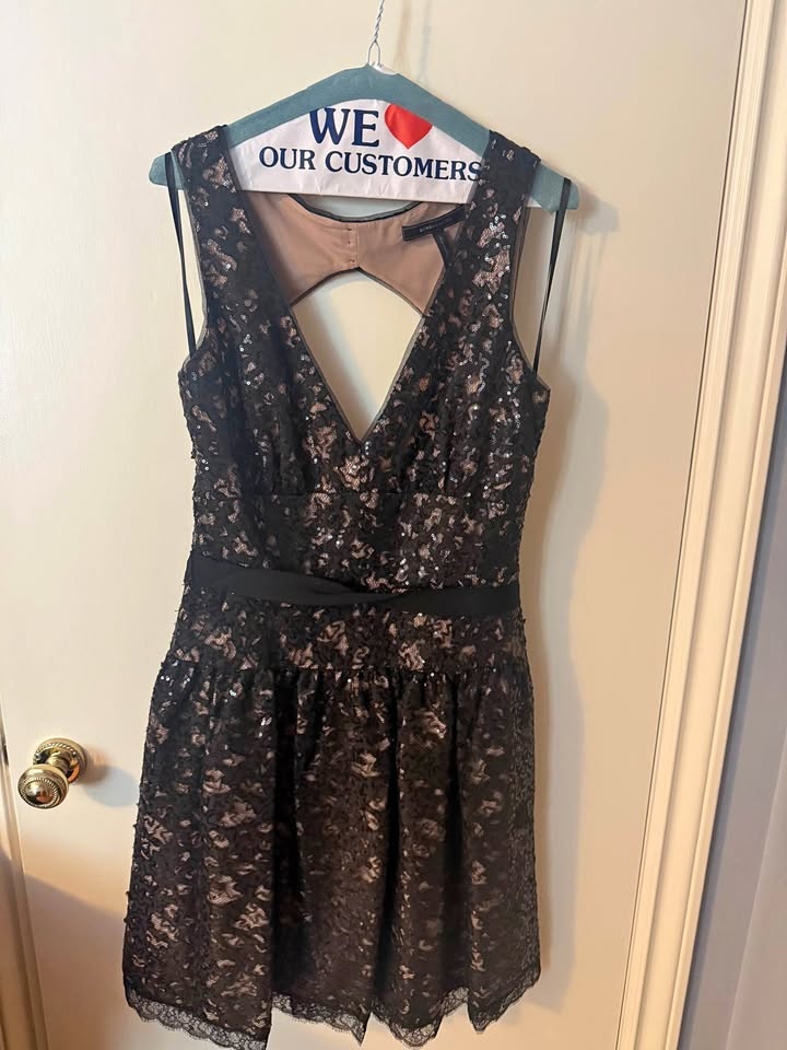 Ladies BCBG Little Black Dress - Size 10 - Black & Tan