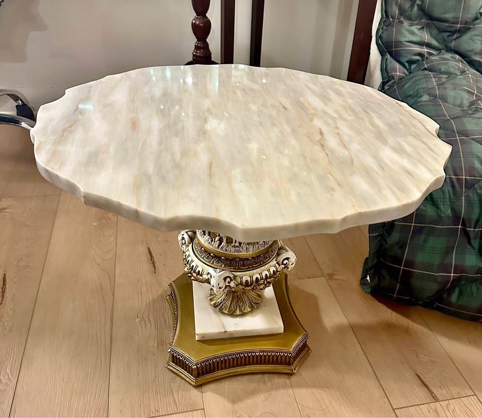 Italian Vintage Marble Baroque Side Table
