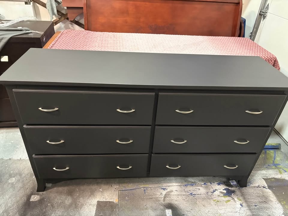 Beautiful black storage dresser with silver handles - like new - photo 2