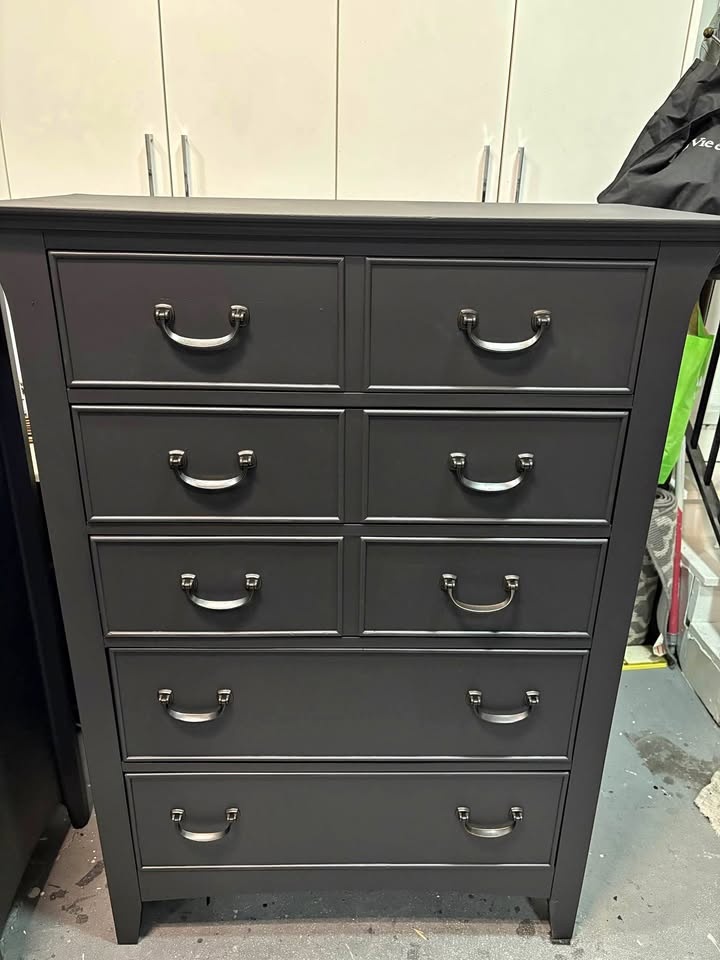 Beautiful upright storage chest with black handles