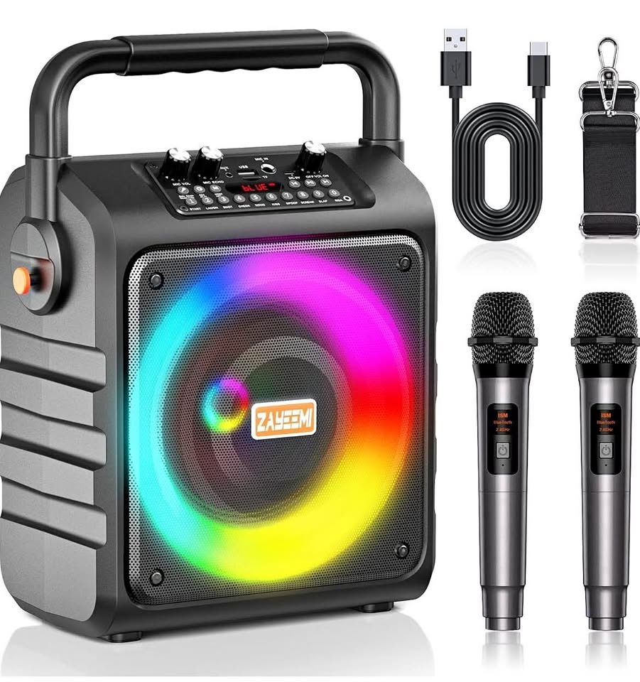 Karaoke Machine with 2 Wireless Microphones