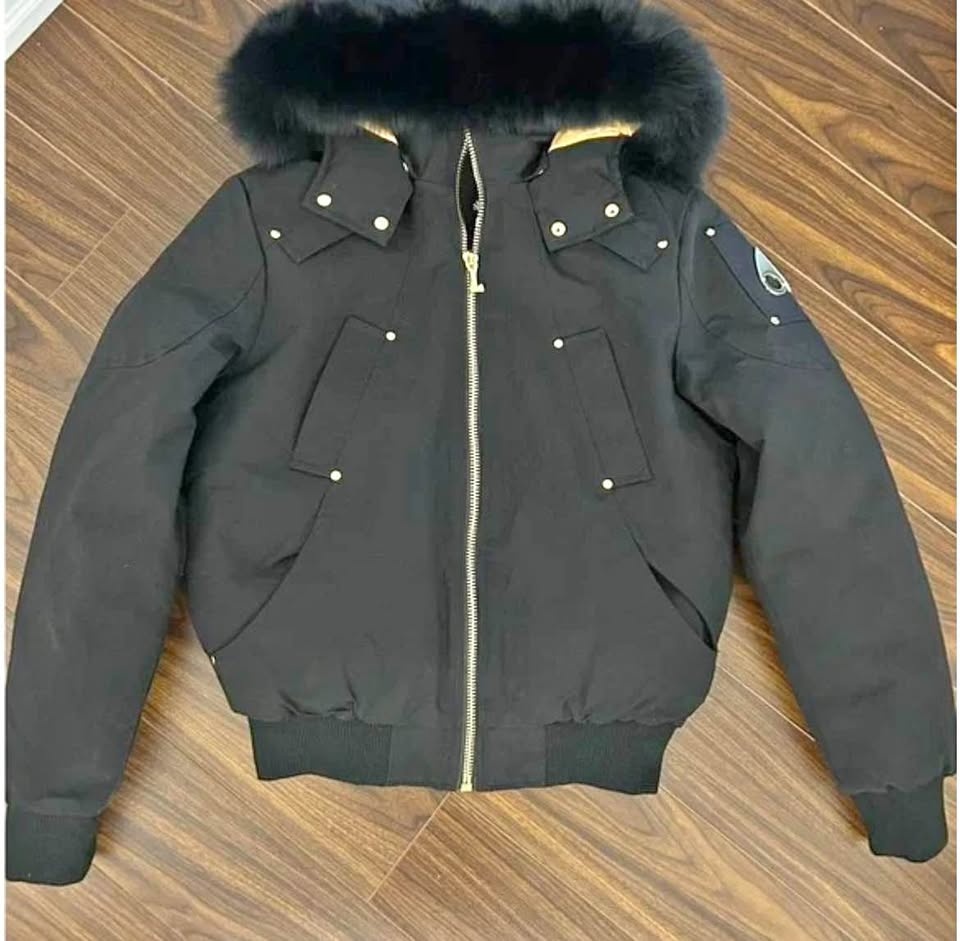 Black X Gold Moose Knuckles Bomber