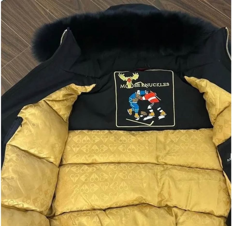 Black X Gold Moose Knuckles Bomber - photo 2