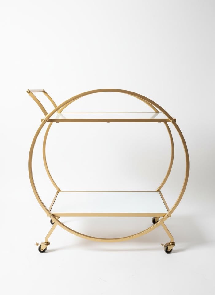 Bar Cart w Mirrored Shelves - photo 2