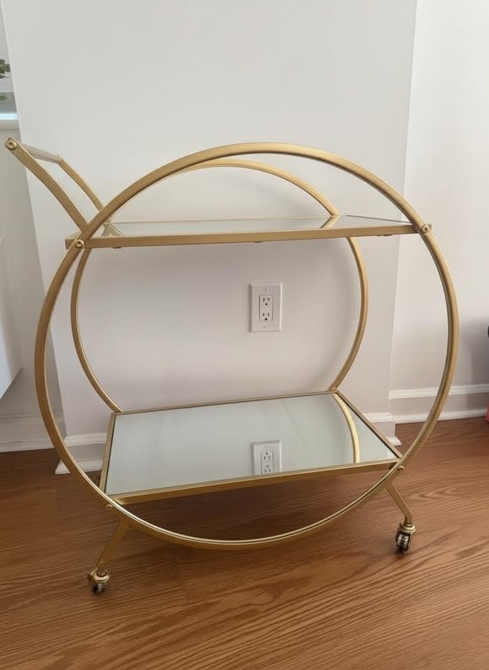 Bar Cart w Mirrored Shelves - photo 3