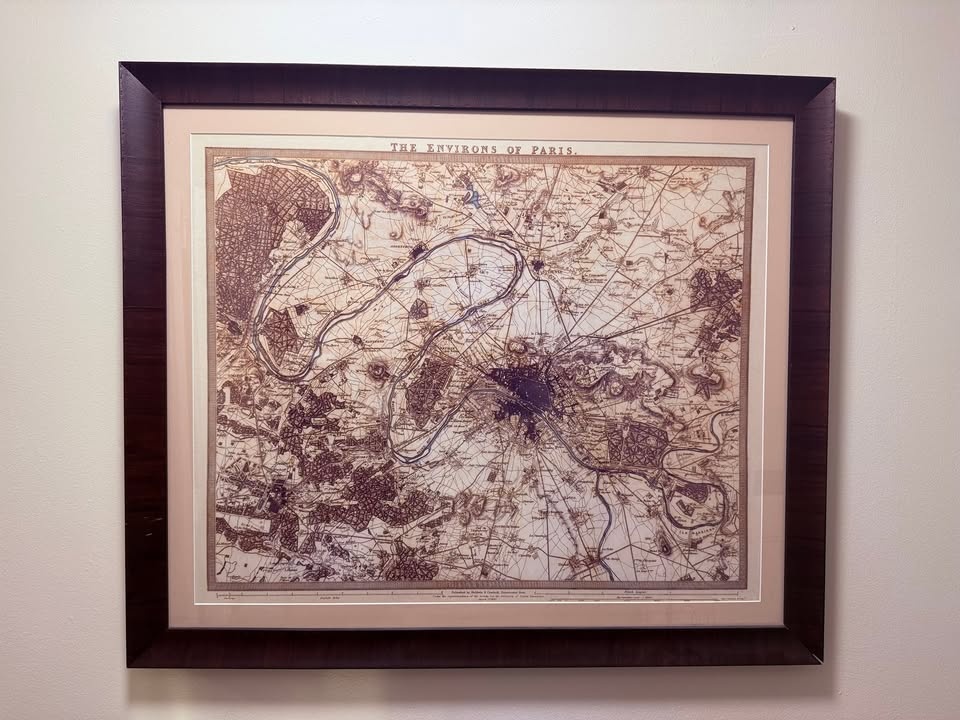 Framed Paris/London 1855 Map