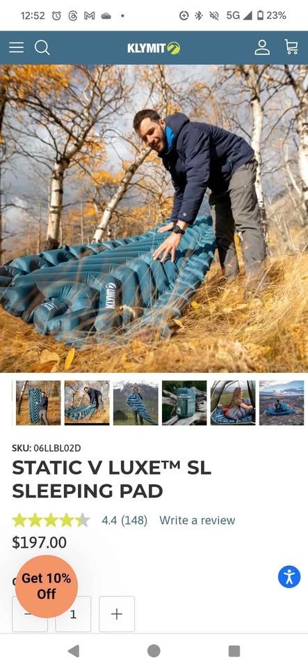 Klymit Static V Luxe SL Sleeping Pad. Brand new - photo 4