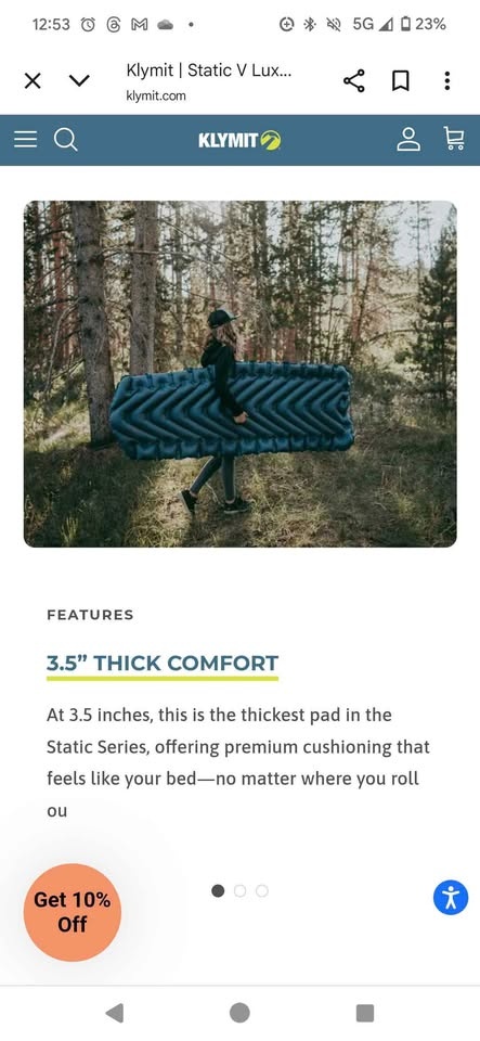 Klymit Static V Luxe SL Sleeping Pad. Brand new - photo 5