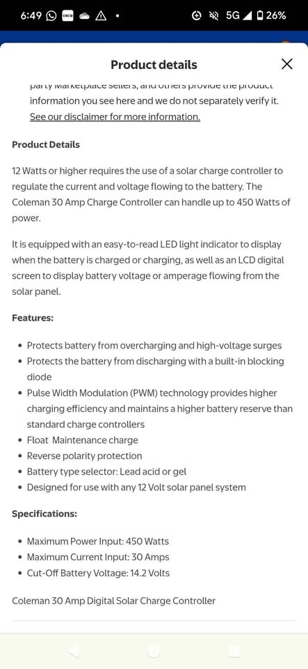 Coleman 30 Amp Digital Solar Charge Controller - photo 2
