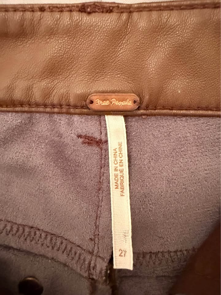Free People Brown Leather Pants (Size 27) - photo 3
