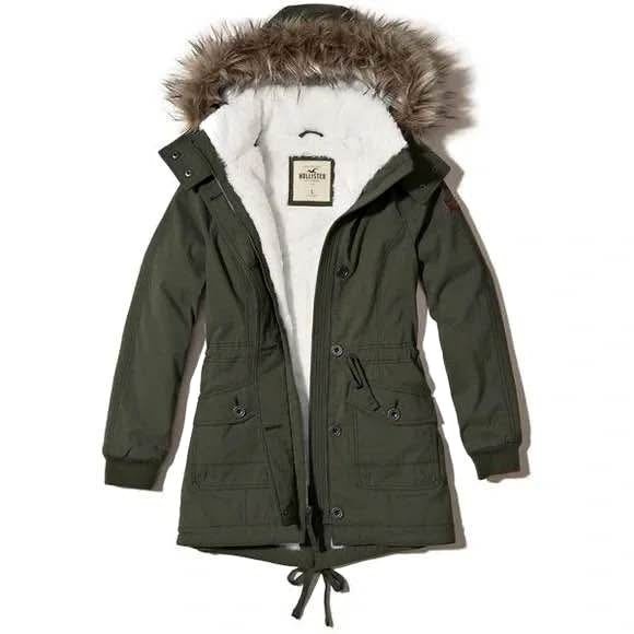 Womens Hollister Water Resistant Fur Parka Jacket