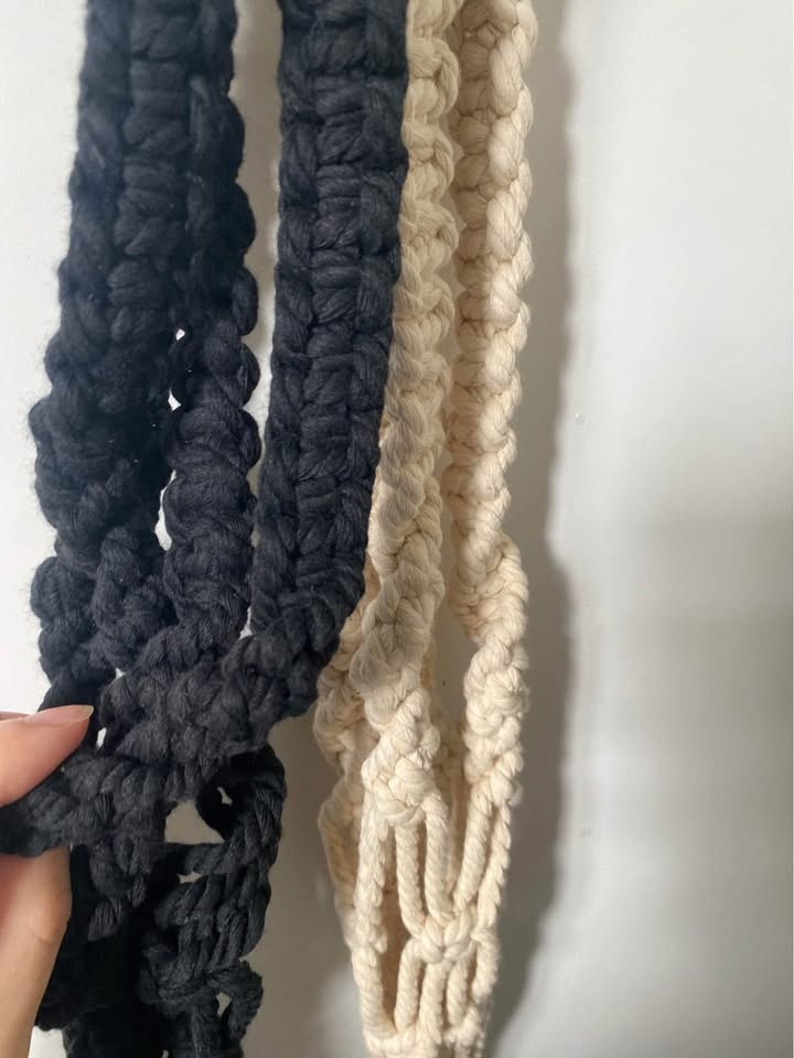 Handmade Macrame Plant Hangers (Black/White) - photo 5