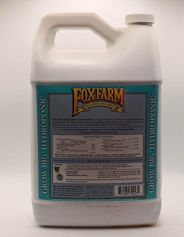 FoxFarm Grow Big Hydroponic Plant Food – 1 Gallon (3-2-6) - photo 3