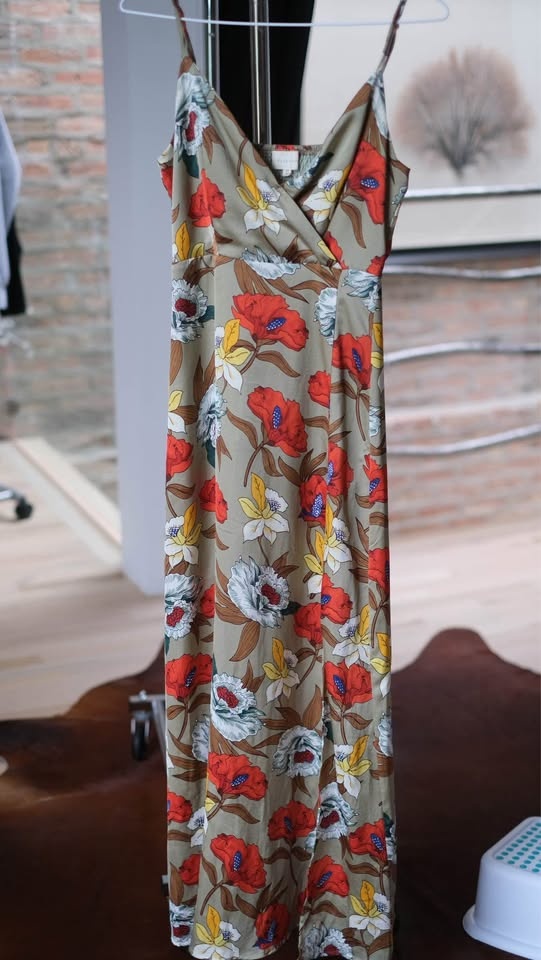 Women’s XSMALL - Floral Maxi Dress - Red, White, Yellow, Tan - photo 3