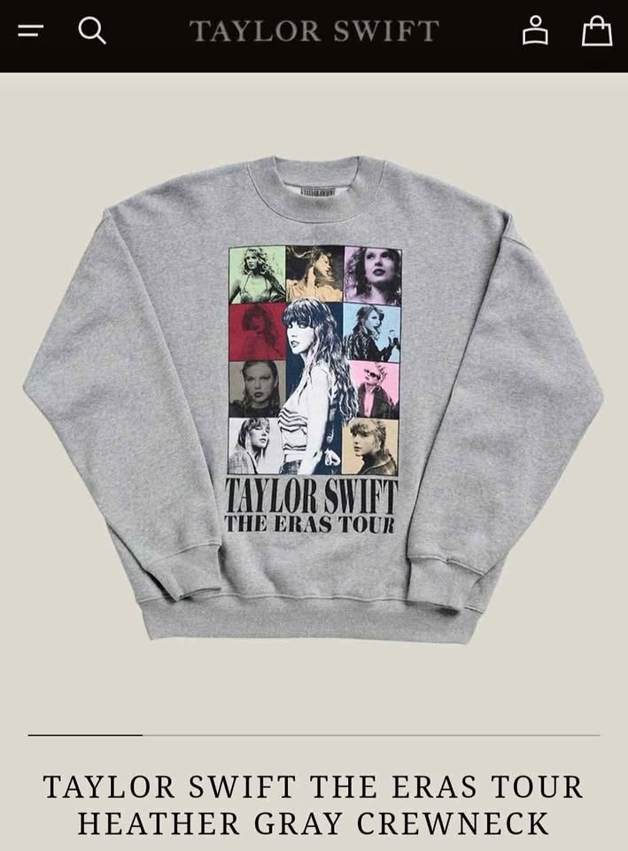Taylor Swift The Eras Tour Heather Grey Crewneck L