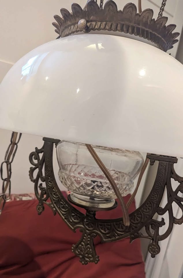 1800's Antique Hanging Oil Lamp Converted to Electric - photo 5