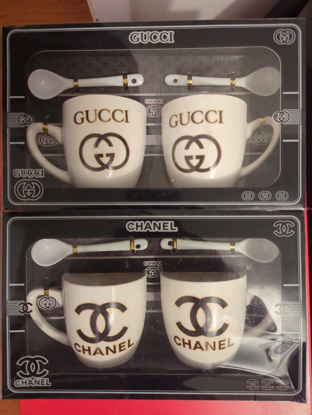 Gucci and Chanel cup porcelain sets wedding gift