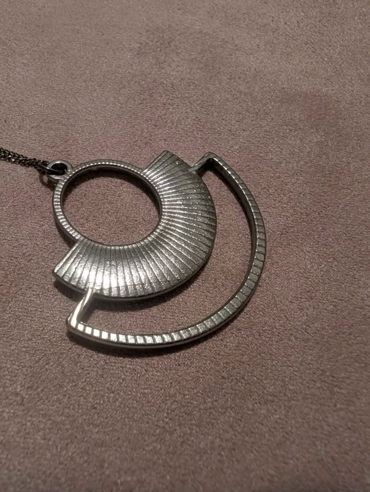 Sterling Silver necklace with Geometric Wood Pendant - photo 2