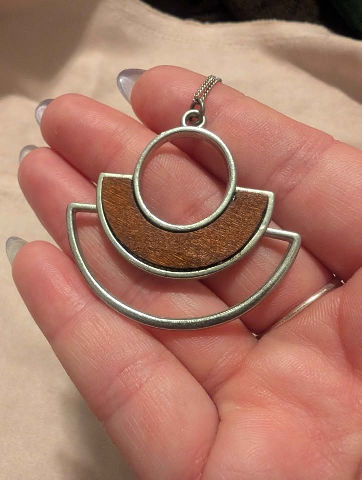 Sterling Silver necklace with Geometric Wood Pendant - photo 4
