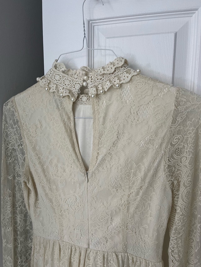 CREAM LACE DRESS. VINTAGE STYLE - photo 2