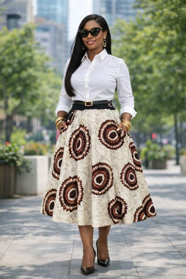 Ankara cotton midi skirt - photo 2