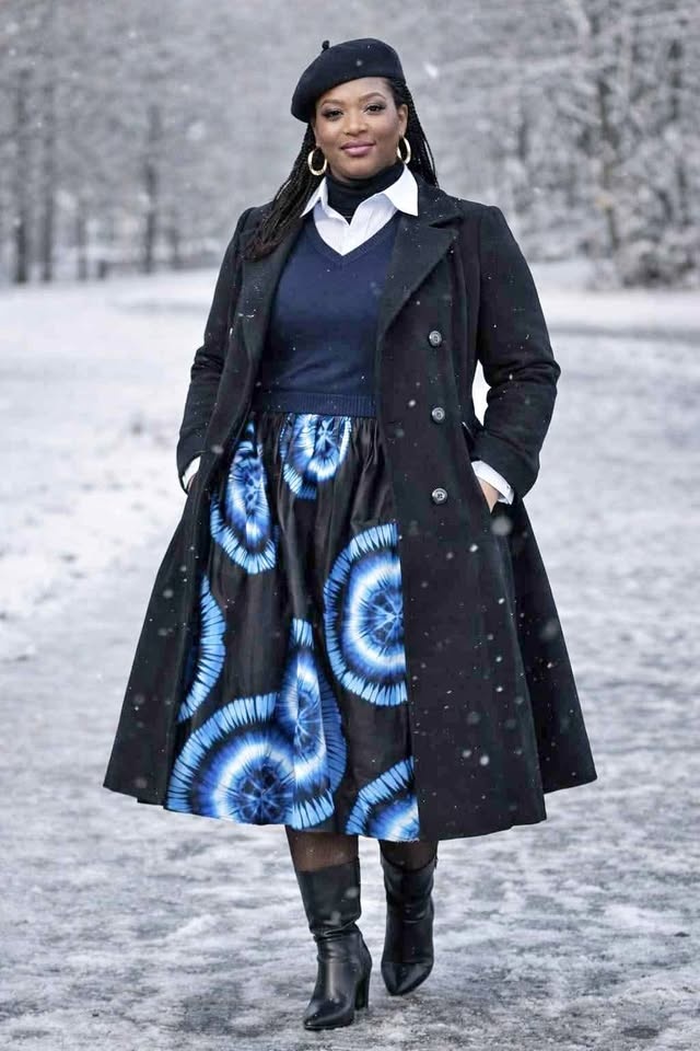 Ankara cotton midi skirt