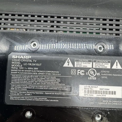 Sharp AQUOS LC-19LS410UT compact LED LCD HDTV No Remote - photo 4