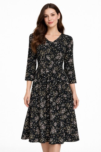 7D Fashion Wear Women’s Floral Midi Dress XXL Dark Green NWT