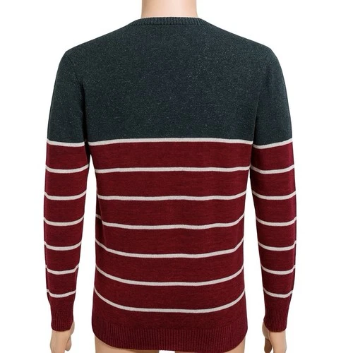 Superdry Men's V-Neck Sweater XL- Grey Burgundy Striped Knit - photo 2