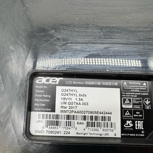 Acer G247HYL 24" 1920x1080 LED IPS Monitor No Stand - photo 3