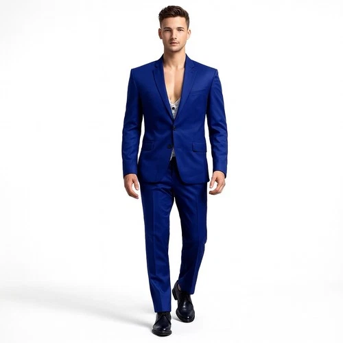 Men’s 3-Piece Blue Suit Jacket Pants Vest Size 40/34