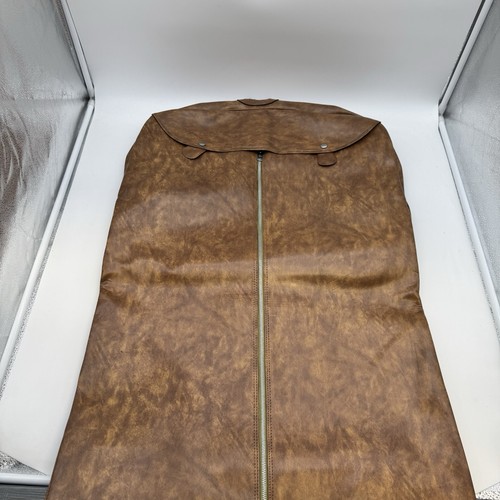 Vintage Brown Garment Bag Faux Leather Made in Korea