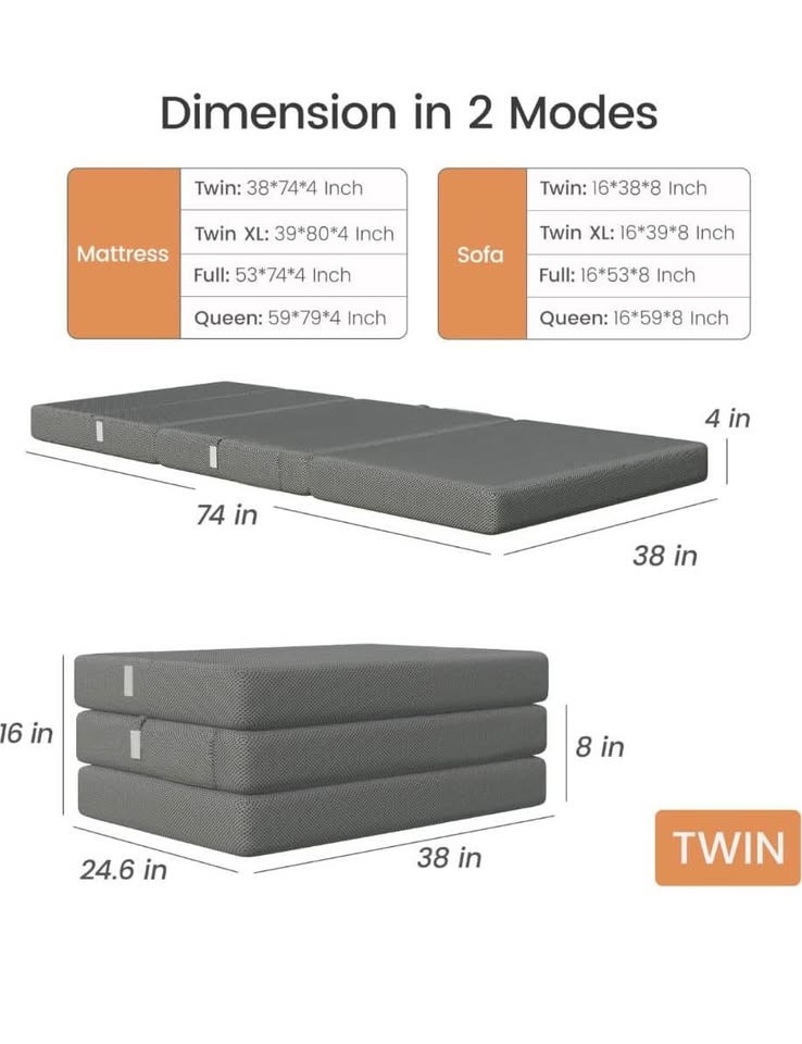 Twin Foldable Memory Foam Mattress - photo 2