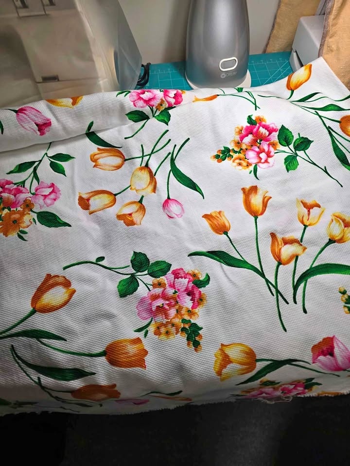 1.15 Meters of Waffle Floral Print Fabric