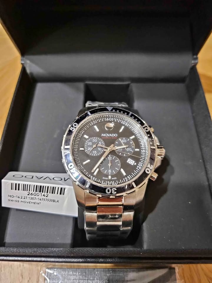 Movado Series 800 Black Face Stainless Steel