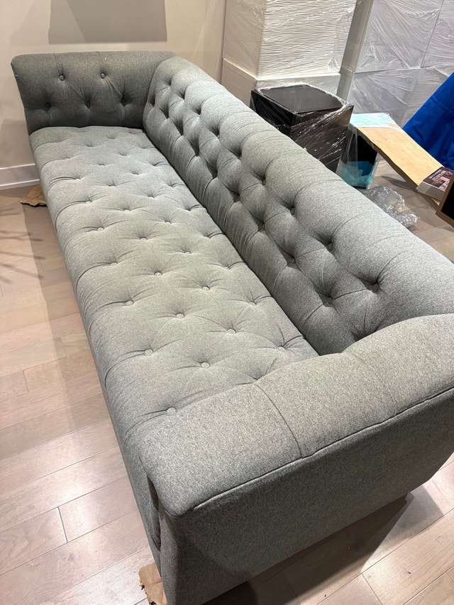 Urban Barn Grey Upholstered Tufted Sofa - photo 4