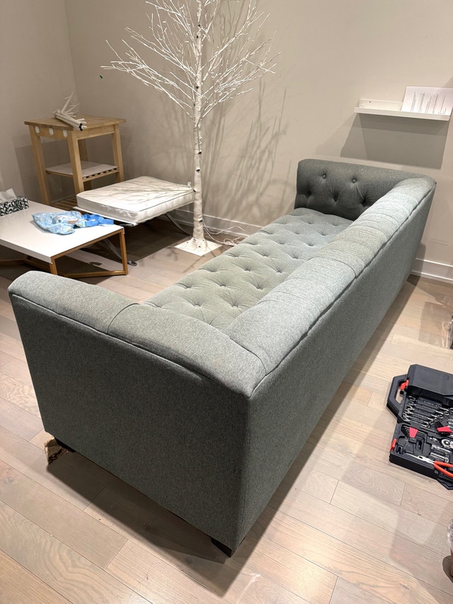 Urban Barn Grey Upholstered Tufted Sofa - photo 5
