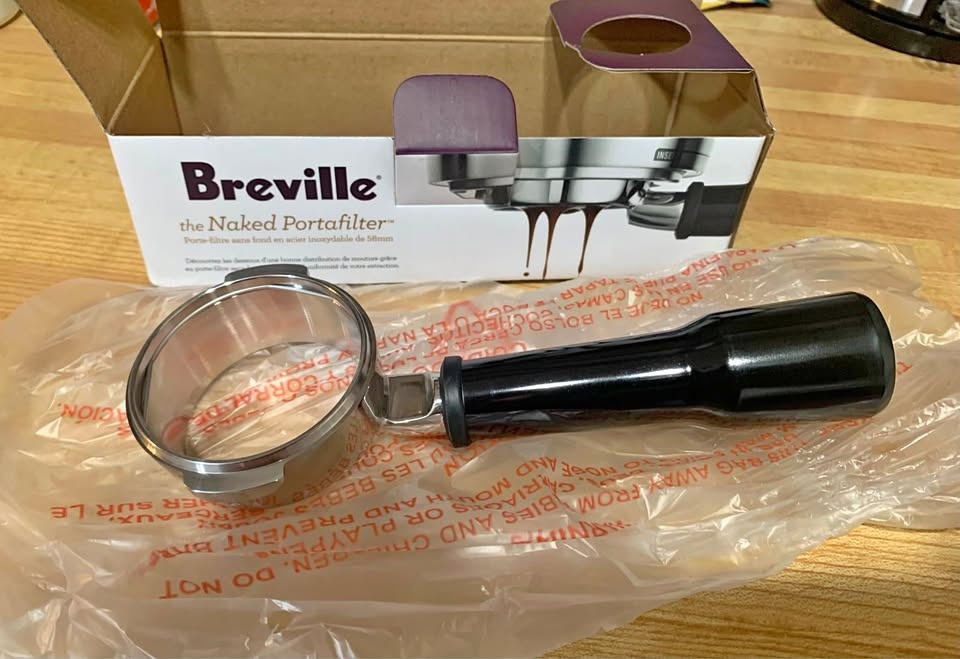 Breville 58mm Stainless Steel Portafilter with Bottomless Base!