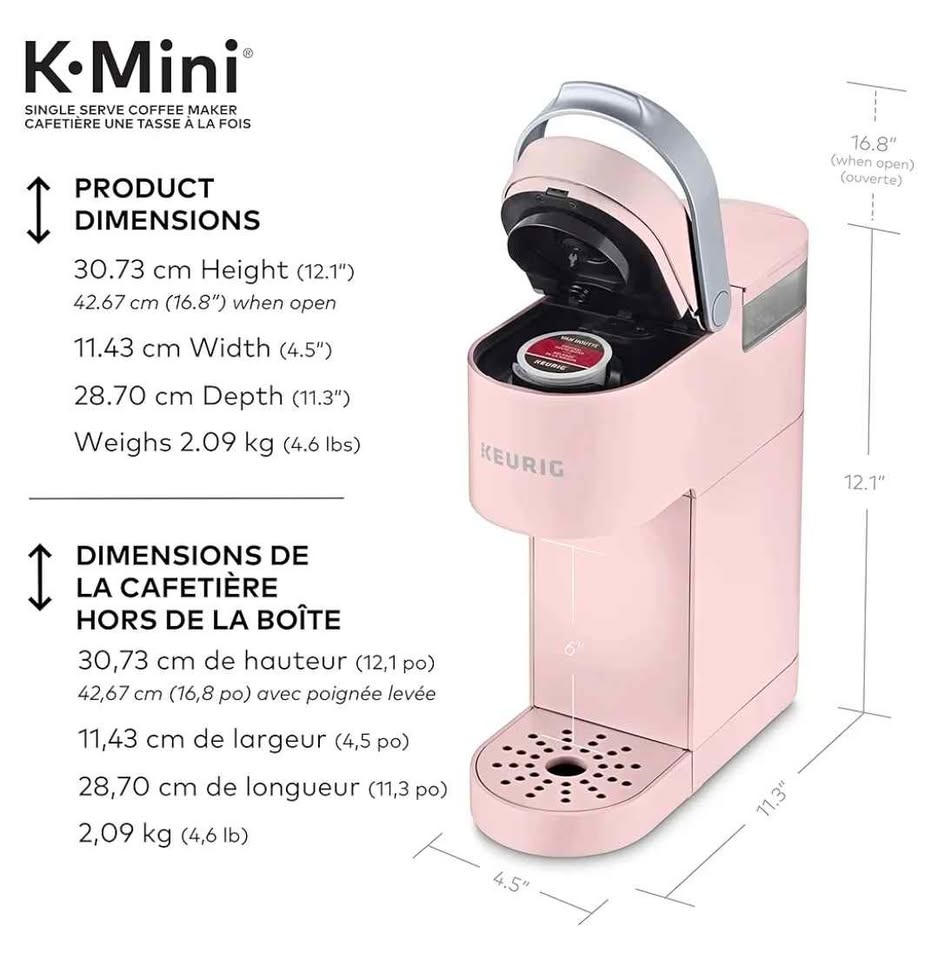 Keurig K-Mini Single Serve K-Cup Pod Coffee Maker, Dusty Rose - photo 3